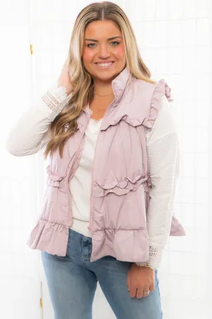 Lunar Ruffle Trim Puffer Vest With Back Bow