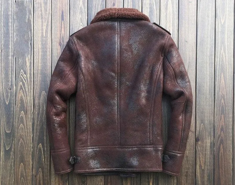 Men's B3 Leather Bomber Shearling Sheepskin Leather Wool Jackets