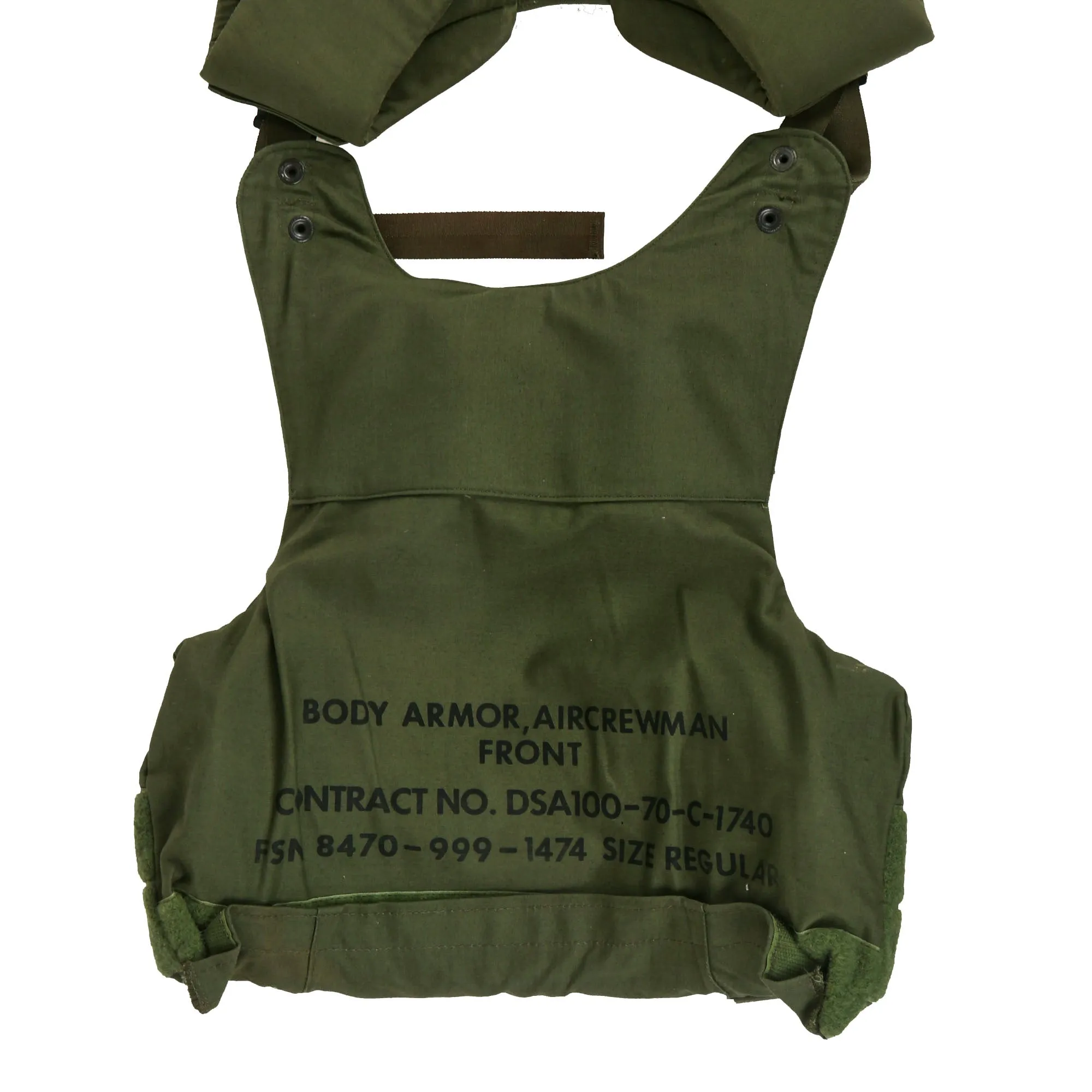 Original U.S. Vietnam War Helicopter Air Crew Ballistic Armored Vest Size Regular with Front Armor Plate