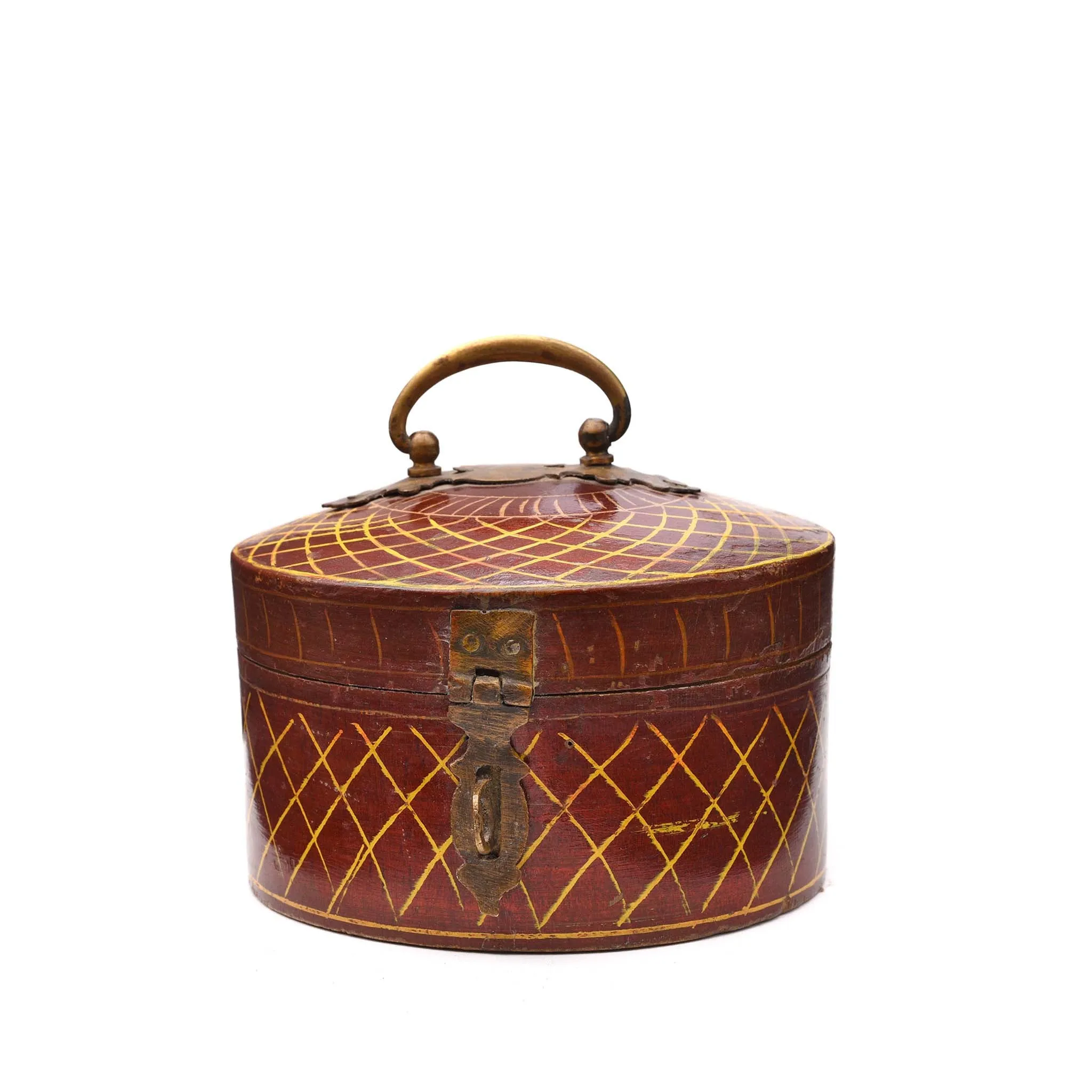Painted Regency Style Lacquer Pot From Rajasthan - 19thC