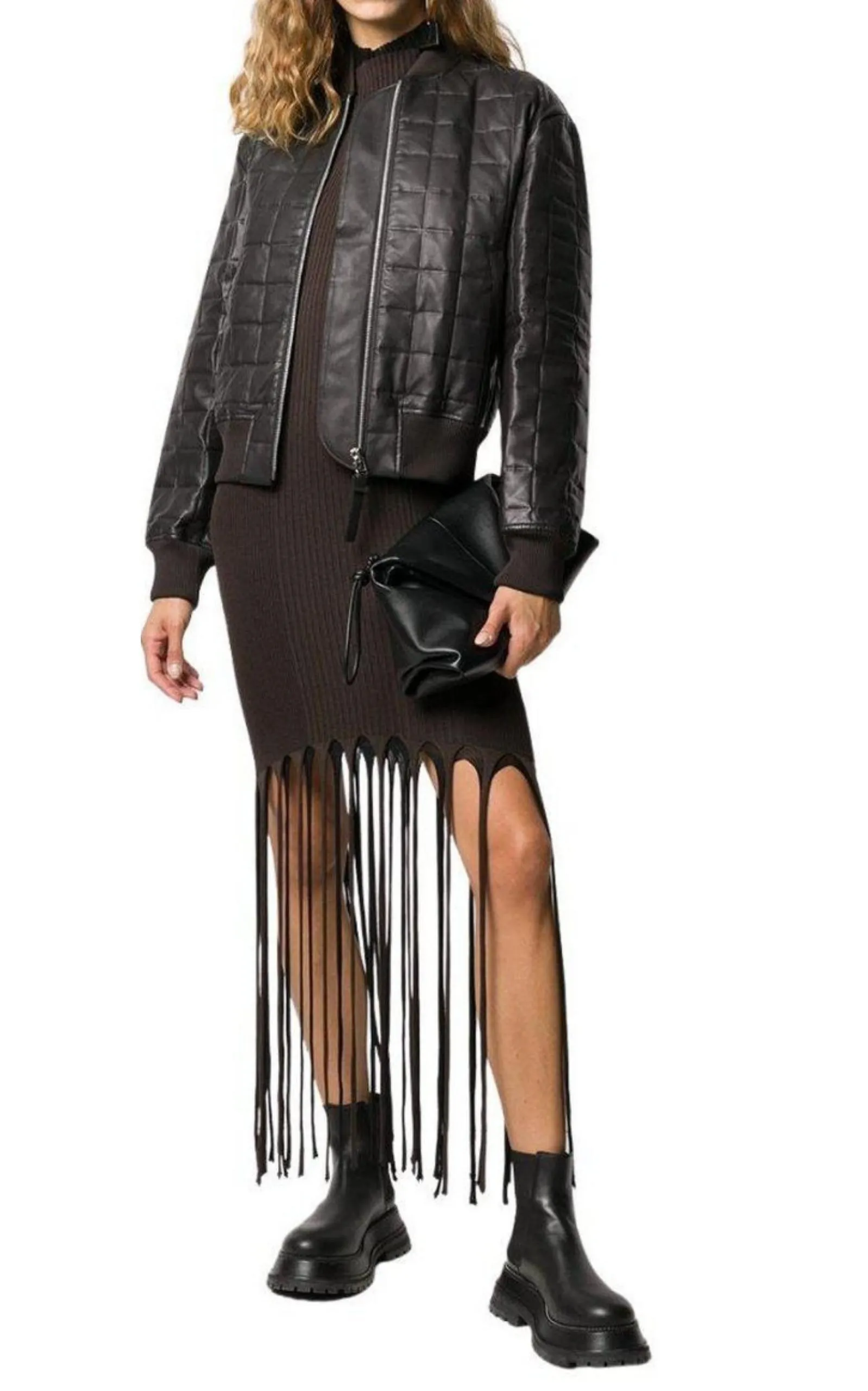 Quilted Leather Bomber Jacket