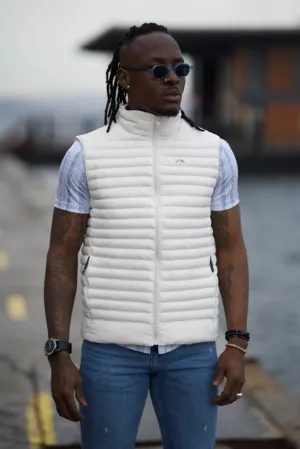 Slim Fit Puffer Vest-White