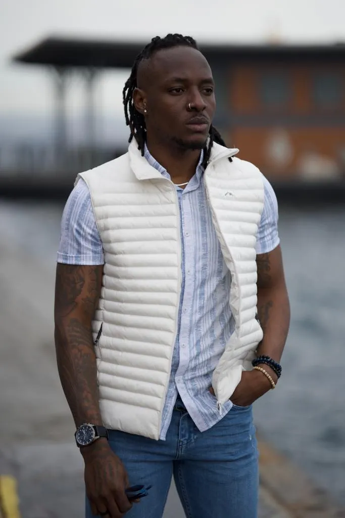 Slim Fit Puffer Vest-White